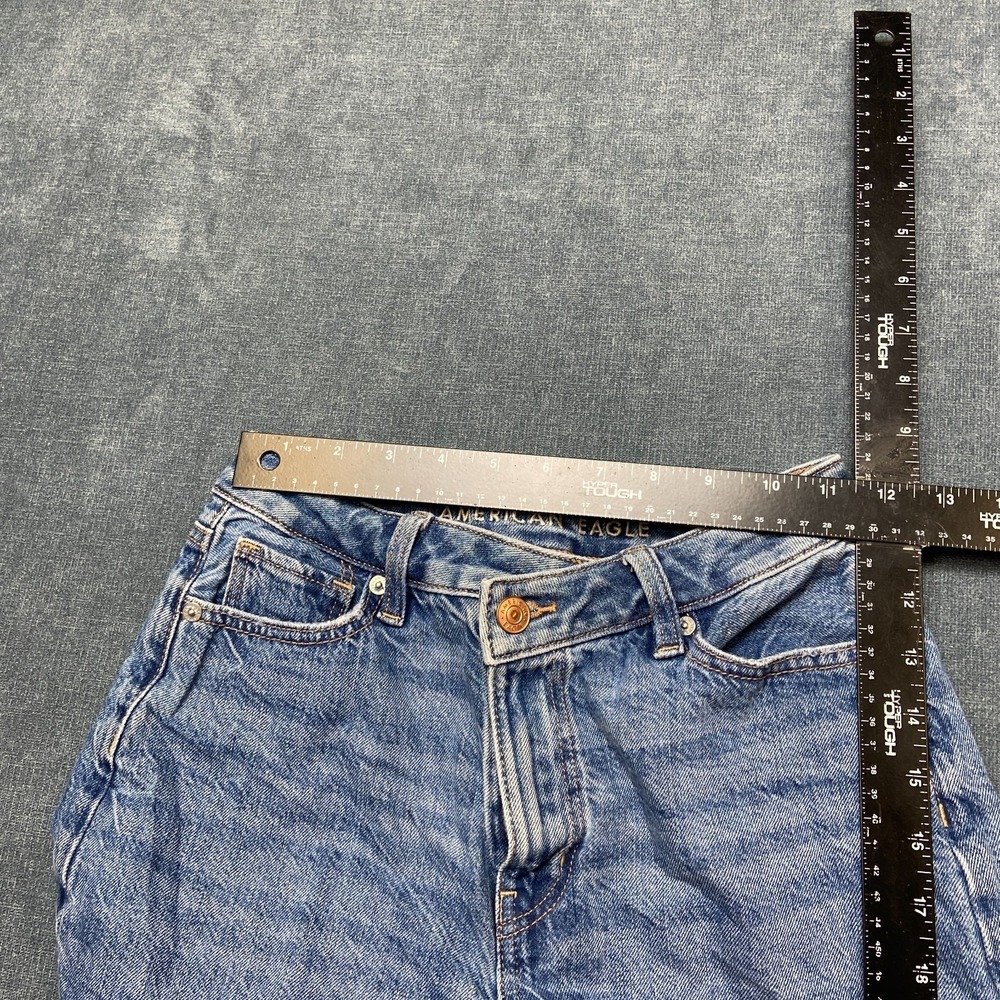 American Eagle Outfitters Denim Shorts Womens 00 Blue Cotton Mid Rise Cuffed Hem - Picture 6 of 16